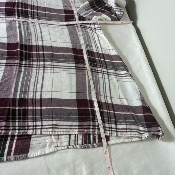 Copper Key womens top Sz L cold shoulder plaid short sleeve blouse boho - Picture 8 of 8